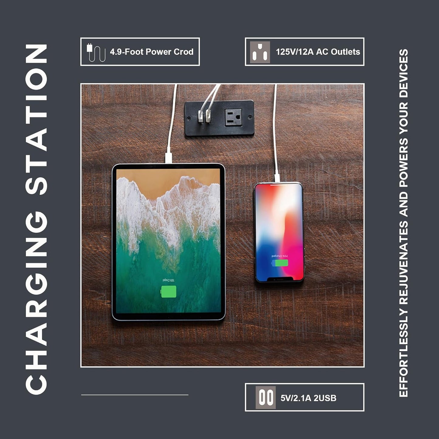 SinCiDo Farmhouse Furniture Living Room Decor, Tall TV Stand for 80 Inch TVs, Lift Top Coffee Table with Storage, End Table with Charging Station