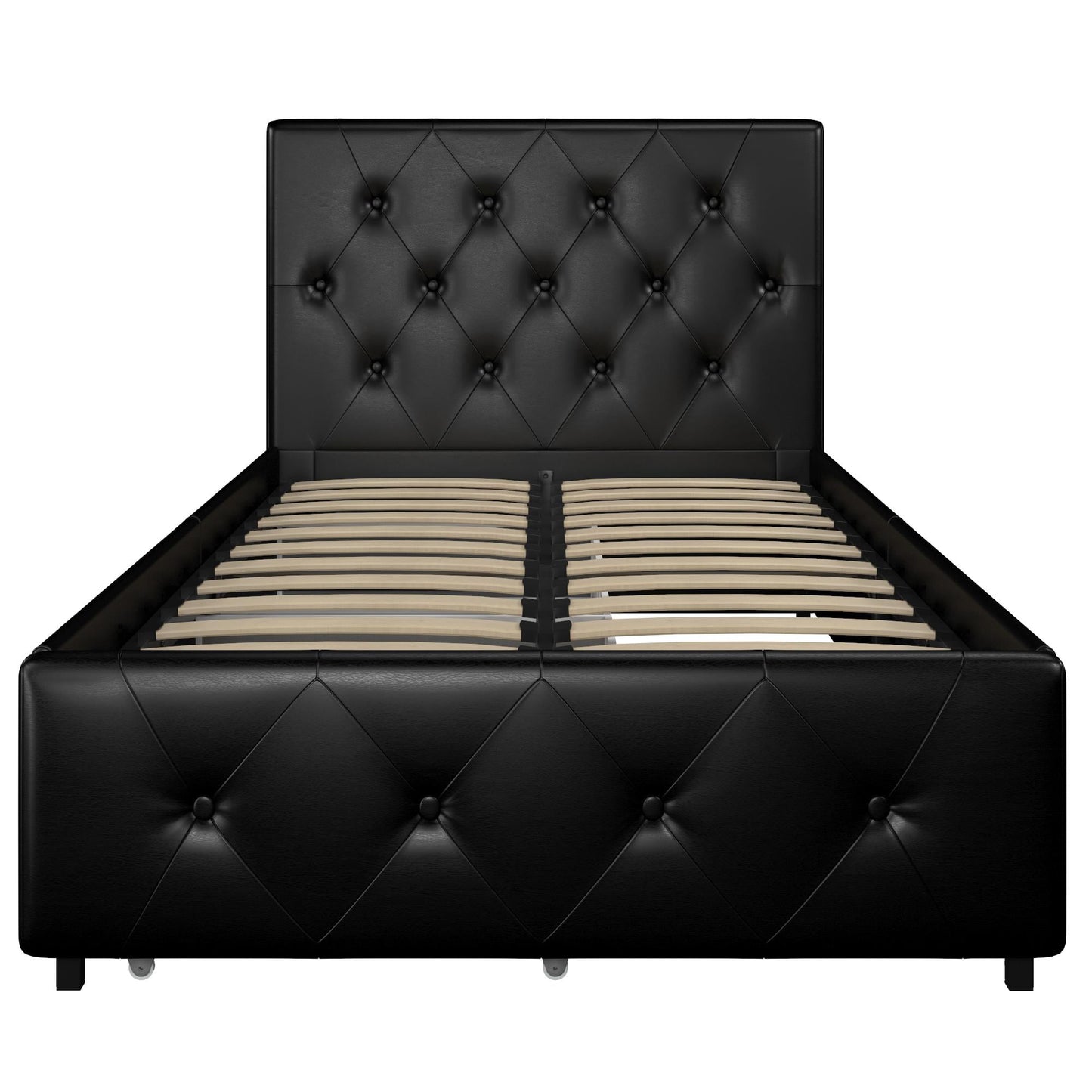 DHP Dakota Tufted Upholstered Storage Bed Frame, Twin, Black Faux Leather