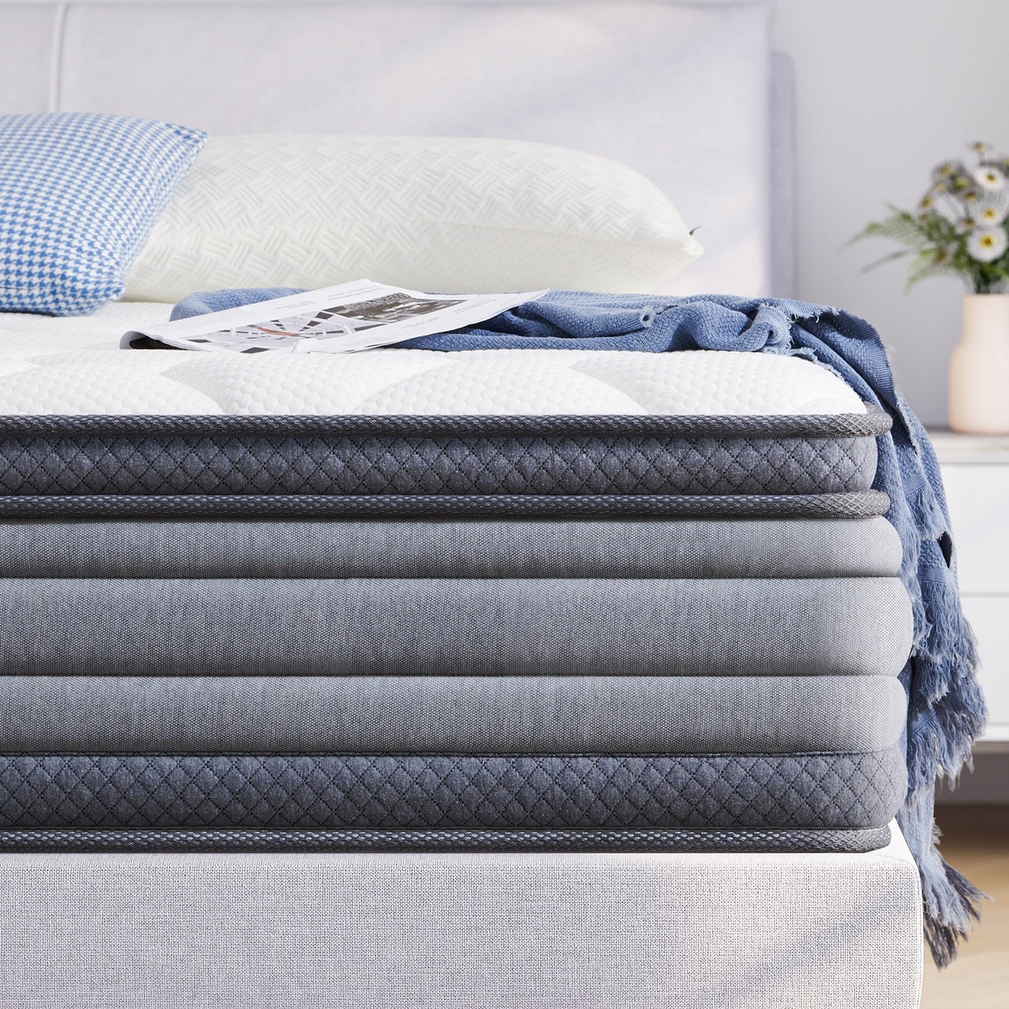 Madinog Queen Mattress, 10in Cooling Hybrid Gel Memory Foam & Individually Pocketed Innerspring, Medium Plush