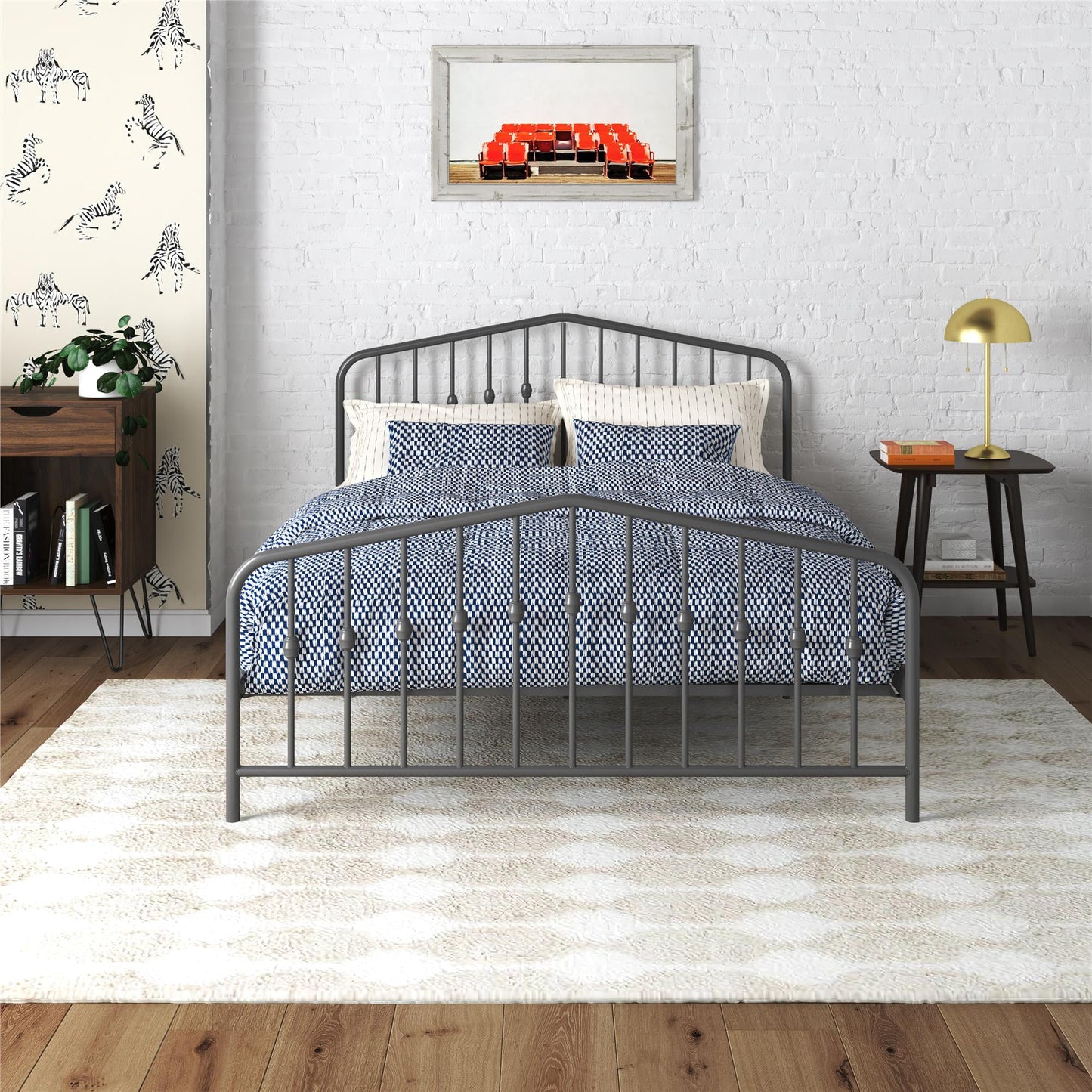 Novogratz Bushwick Metal Bed, Queen, Gunmetal Gray