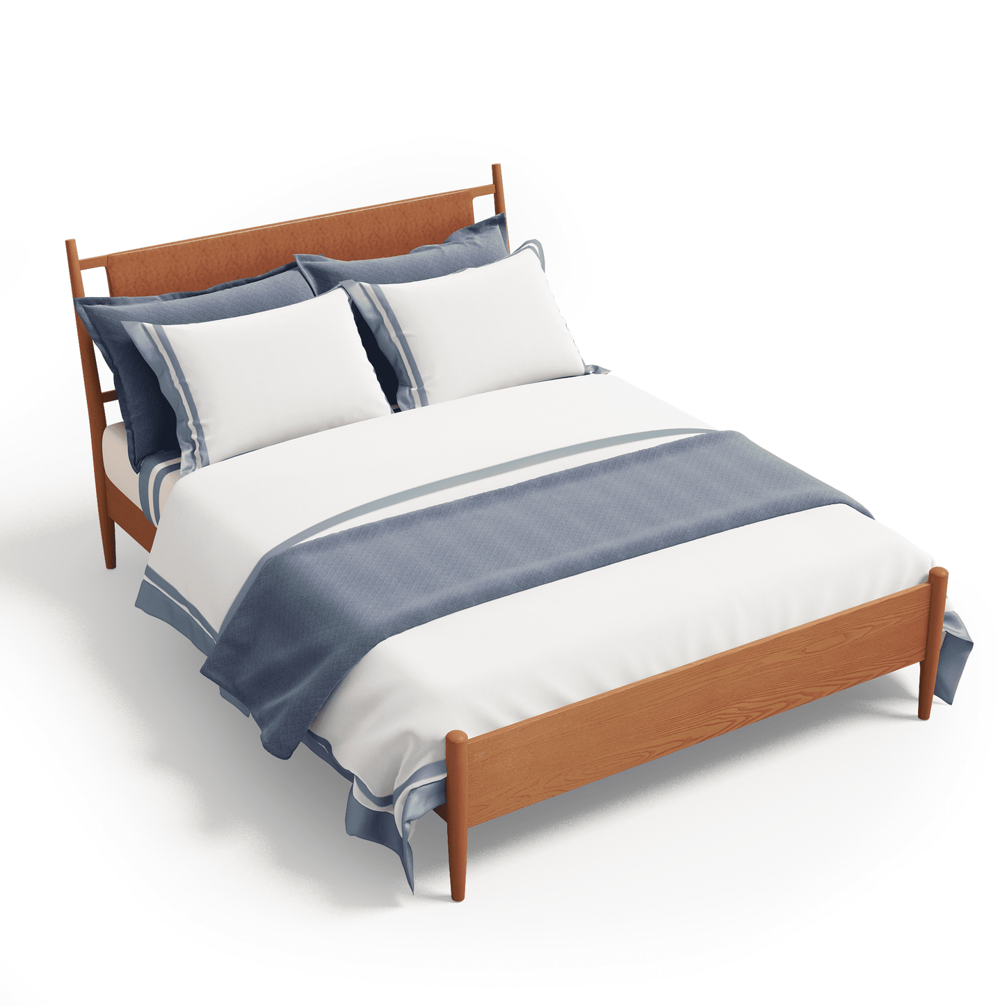 Hommow Modern Solid Wood Platform Bed, Bed Frame with Headboard, Solid Wood Bed Frame with Wood Slat Support, Queen, Orange