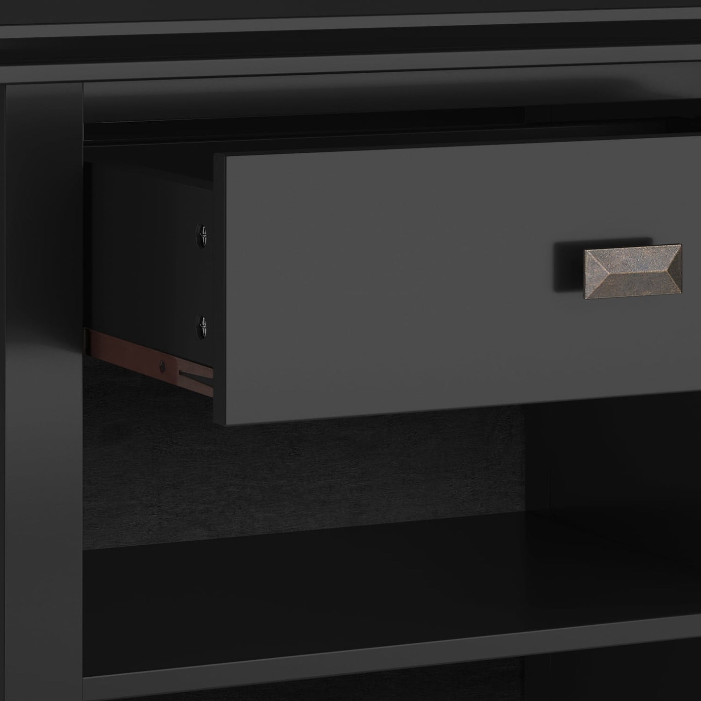 Simpli Home Artisan SOLID WOOD 24 inch Wide Contemporary Bedside Nightstand Table in Black