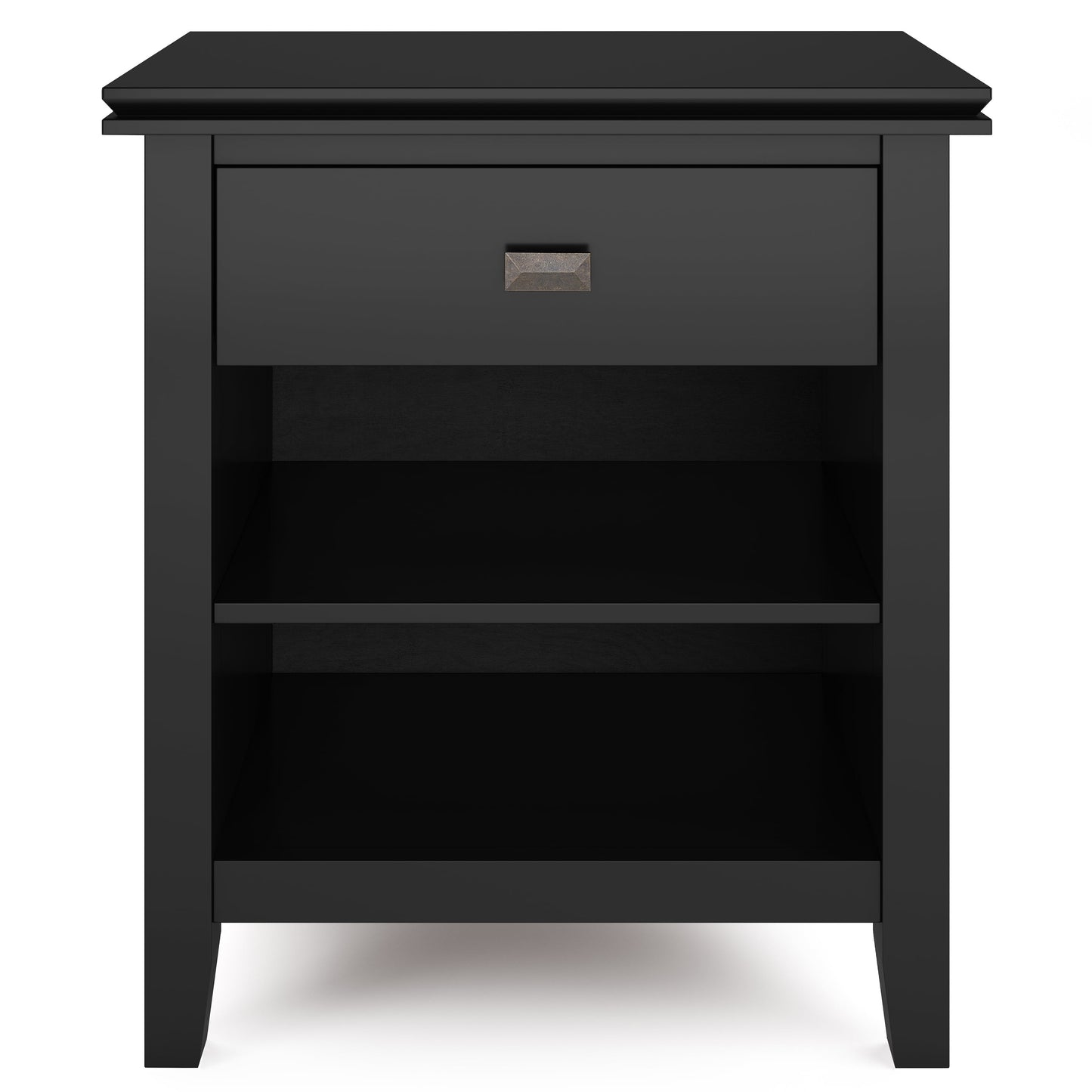 Simpli Home Artisan SOLID WOOD 24 inch Wide Contemporary Bedside Nightstand Table in Black