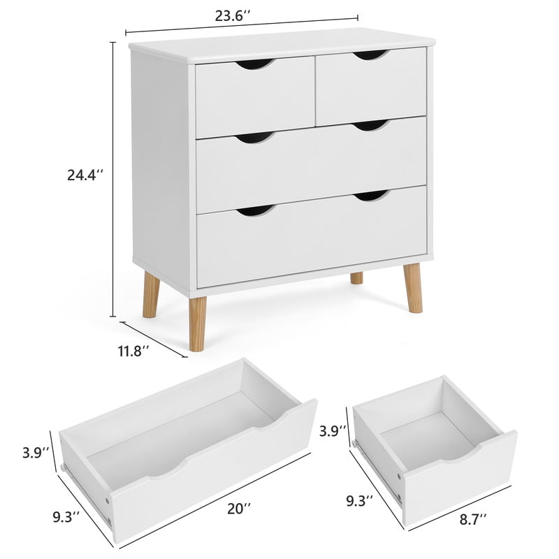 Extra Savings! RichYa 4 Drawer Dresser for Bedroom Wood Storage Dresser White Sofa Table Nightstand Chest of Drawer - Walmart.com