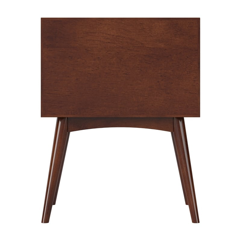 AFI Pasadena Solid Wood Mid-Century Modern Nightstand with 2 Drawers, Walnut