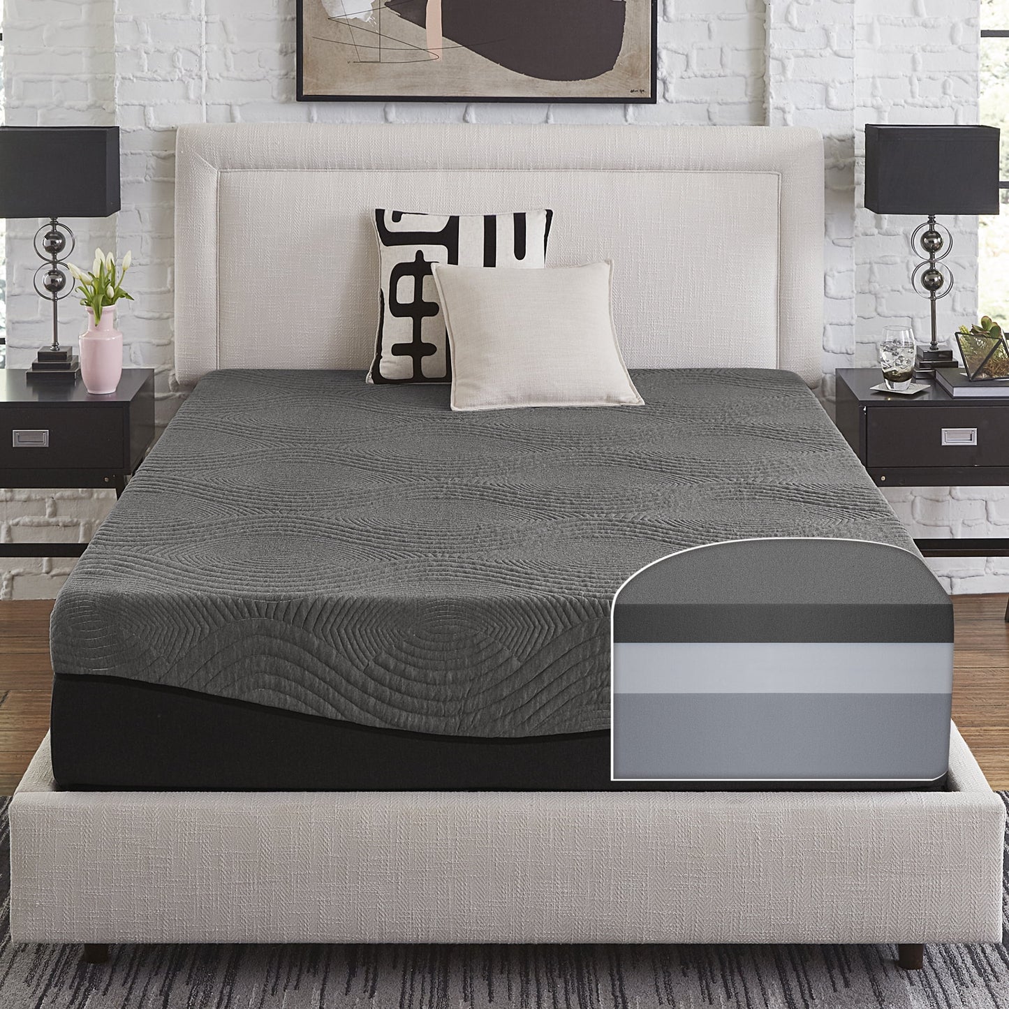 Slumber Solutions Active 12in Ebonite Memory Foam Mattress, Mattress-In-A-Box, Twin XL