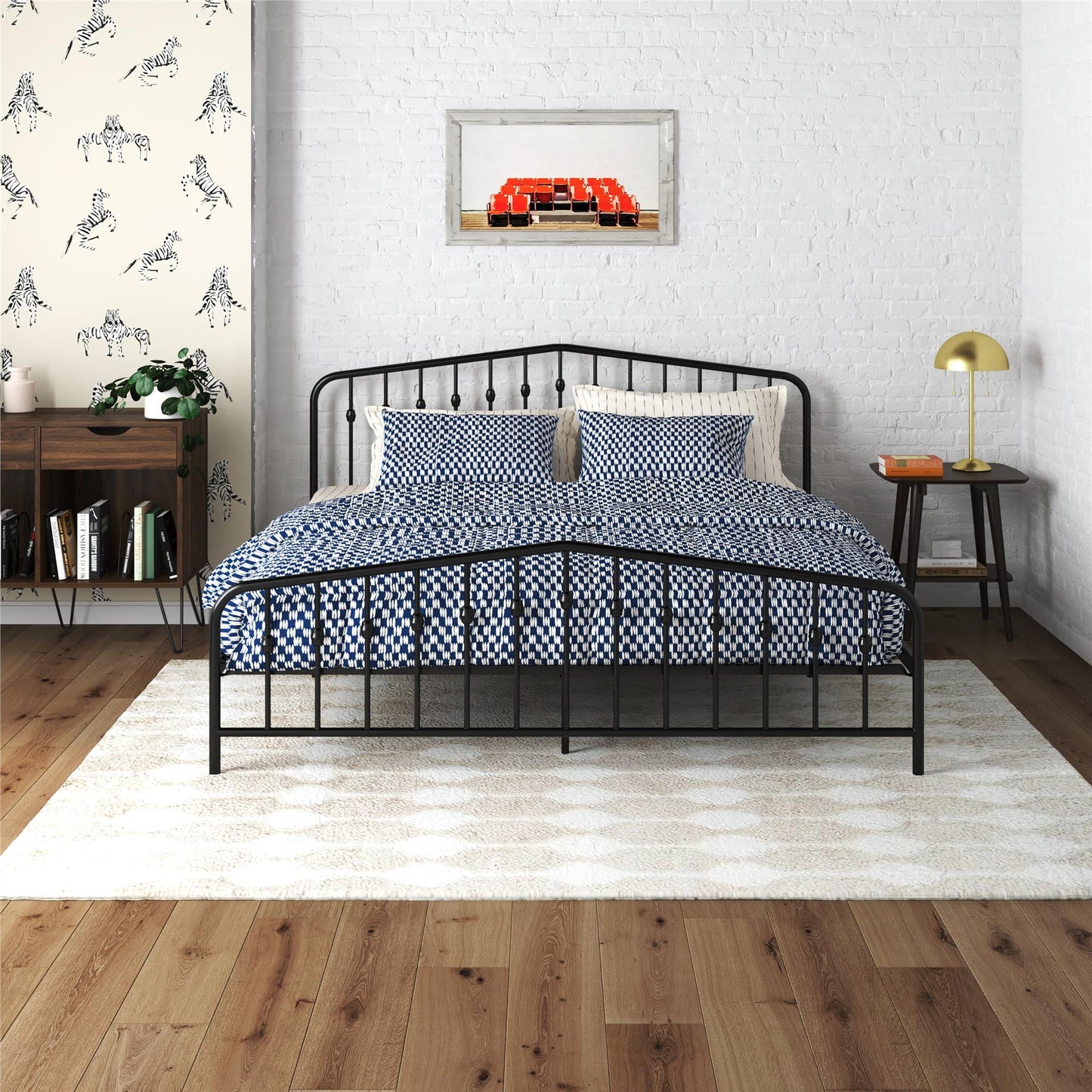 Novogratz Bushwick Metal Bed, King, Black
