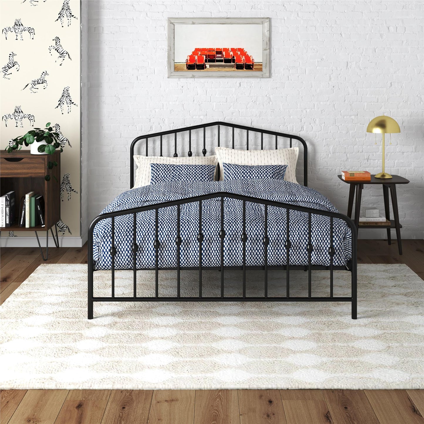 Novogratz Bushwick Metal Bed, Queen, Black