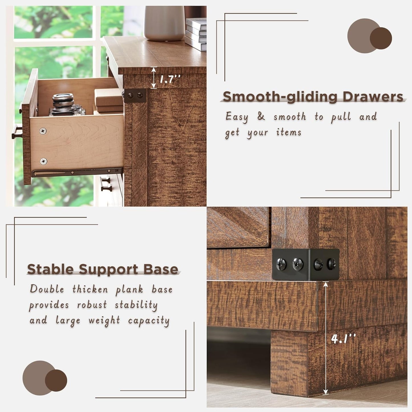 OKD 54in W Farmhouse Dresser 7 Drawers Modern Rustic Wood Chest of Drawers Closet Storage Organizers for Bedroom Living Room Hallway£¬Reclaimed Barnwood