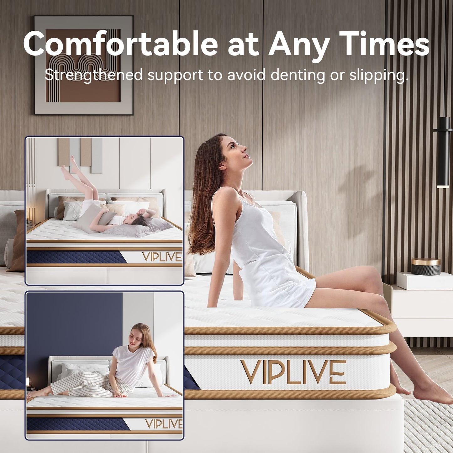 VIPLIVE 10 Inch Queen Mattress - Memory Foam & Hybrid Innerspring, Compressed in Box