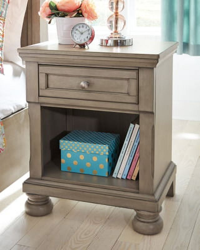 Ashley Furniture Lettner 1-Drawer Nightstand, Light Gray, Modern Traditional Design