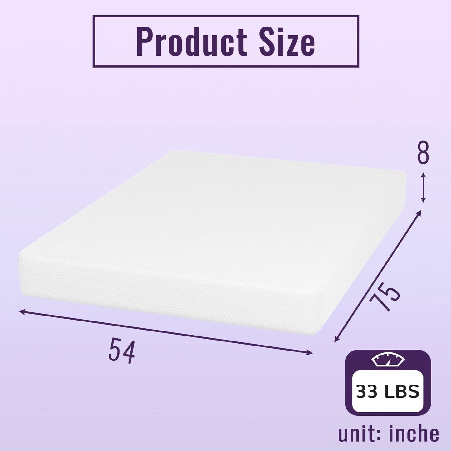 Sleep Cool and Comfortable: 8-Inch Full Size Memory Foam Mattress with Cooling Gel, Bamboo Charcoal Infusion Certification