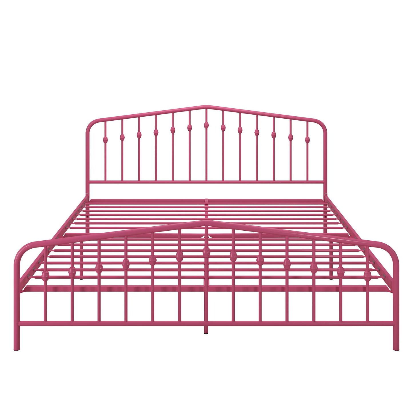 Novogratz Bushwick Metal Platform Bed Frame with Headboard, King, Hot Pink