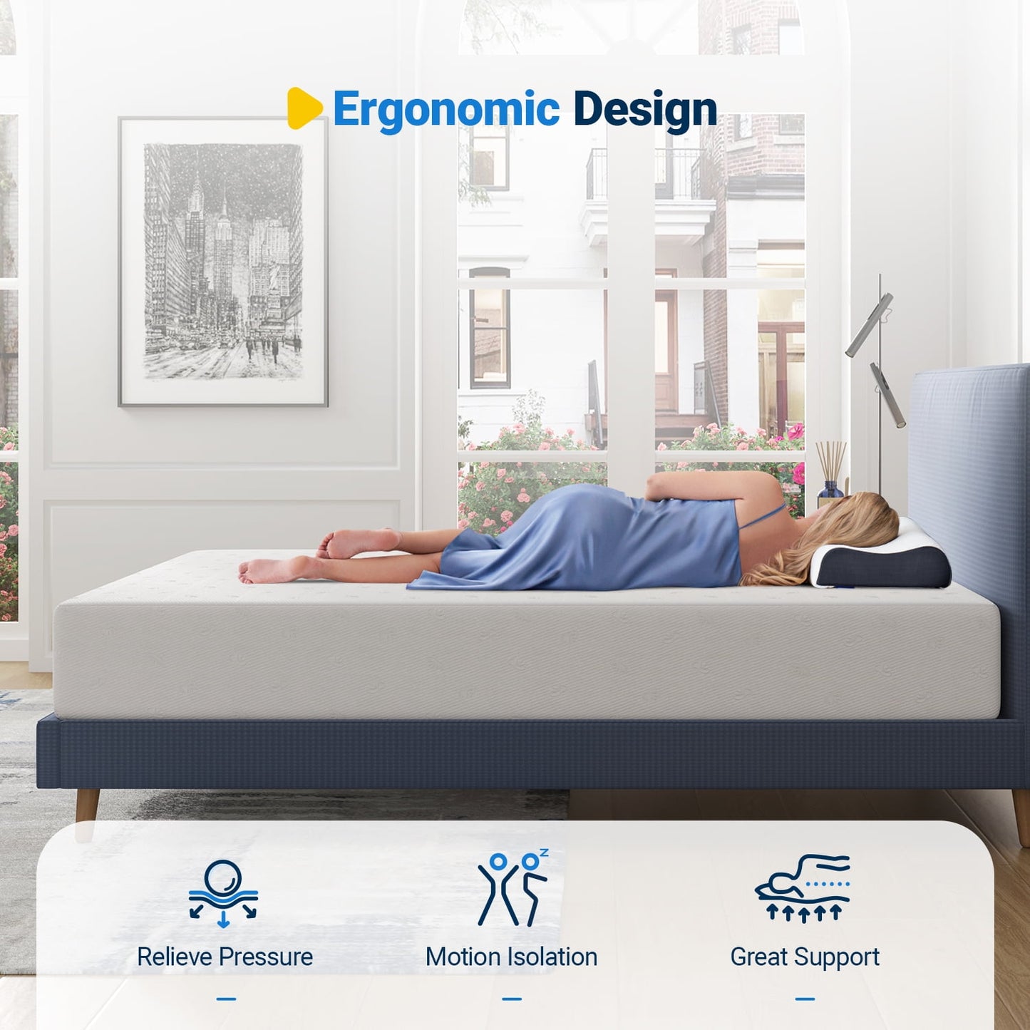 Avenco Airsail 12in Memory Foam Strong Supportive Firm Mattress in a Box, Queen Size