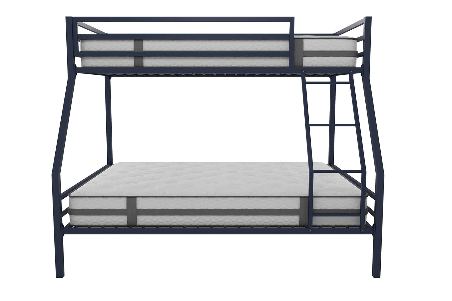 Novogratz Maxwell Twin-Over-Full Metal Bunk Bed with Ladder and Guardrails, Easy Assembly, Navy Blue