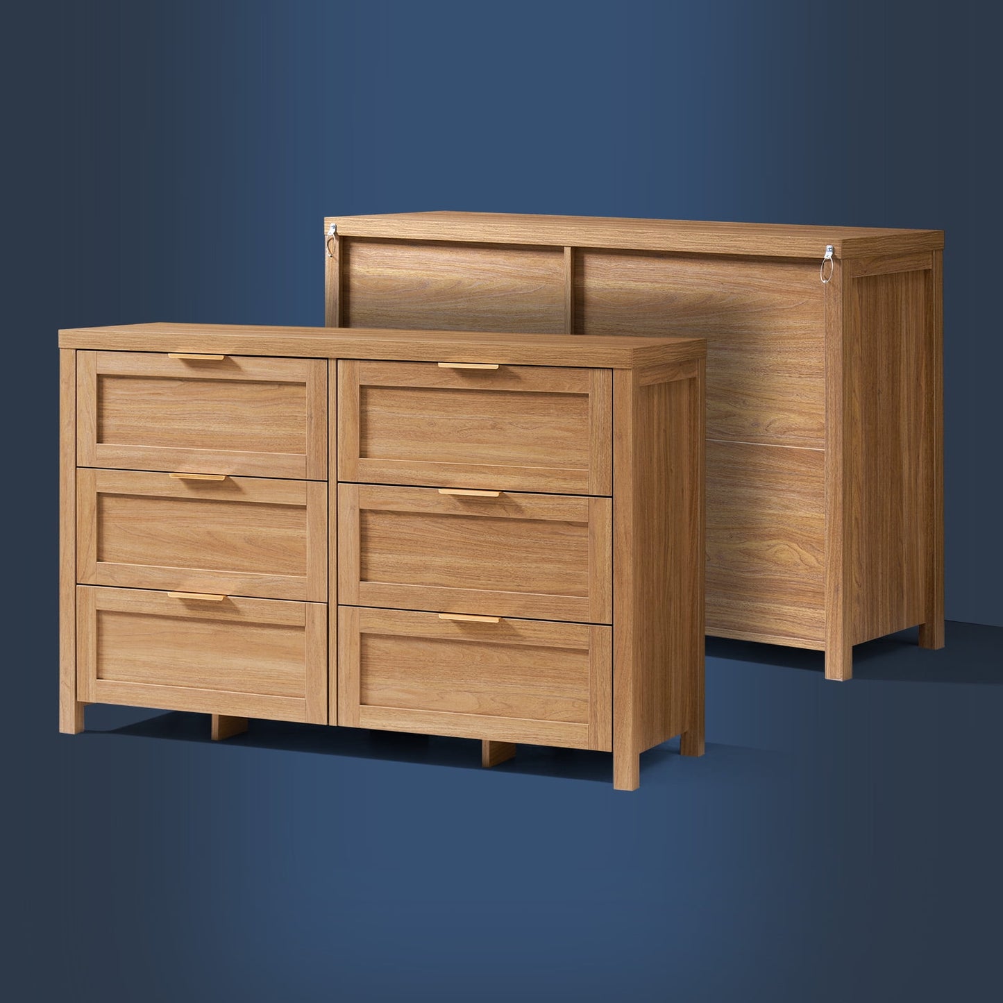 OAKHAM 6 Drawer Dresser, Wooden Chests of Drawers, Modern Large Dressers for Bedroom, Weathered Oak