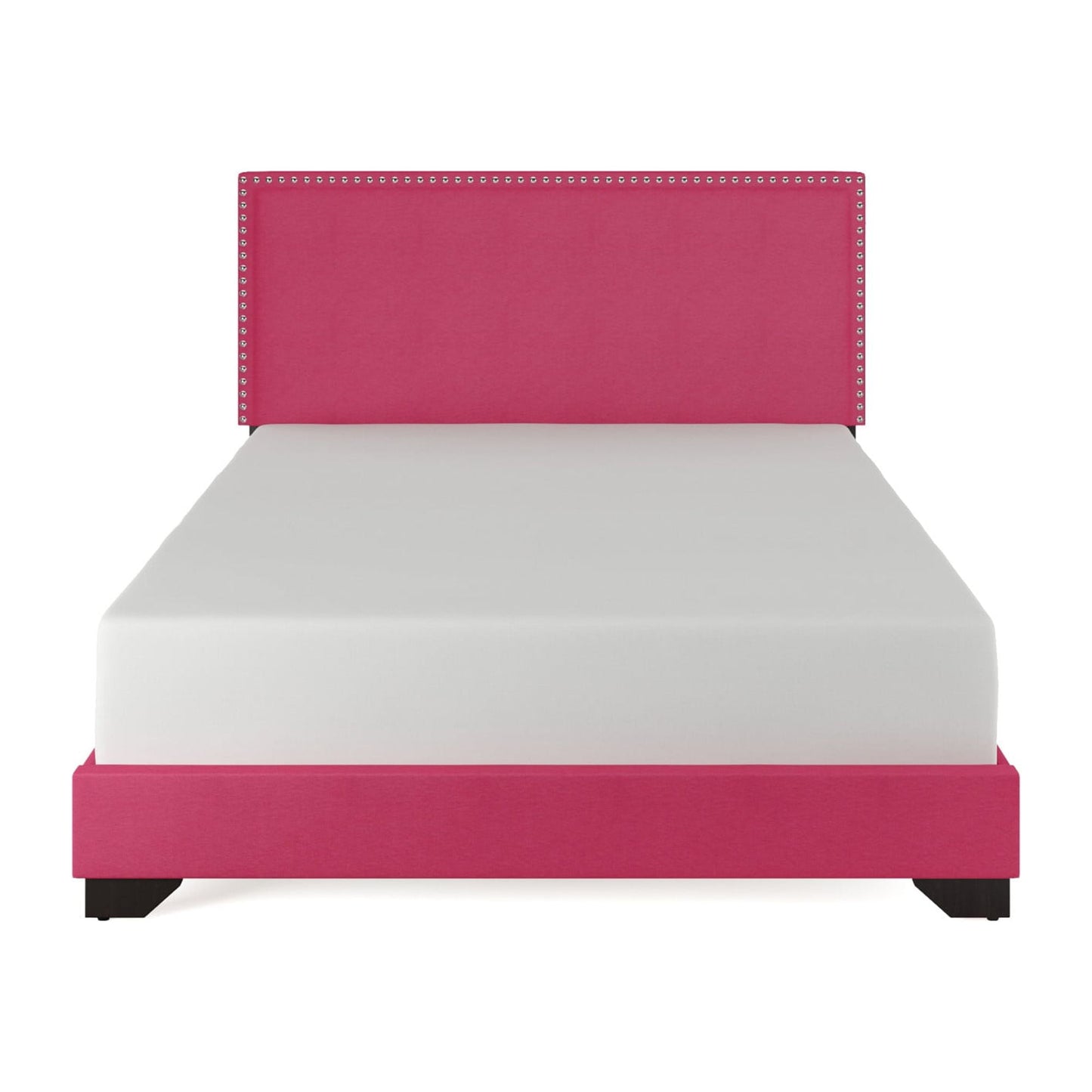 Skylar Nailhead Trim Upholstered Full Platform Bed, Pink