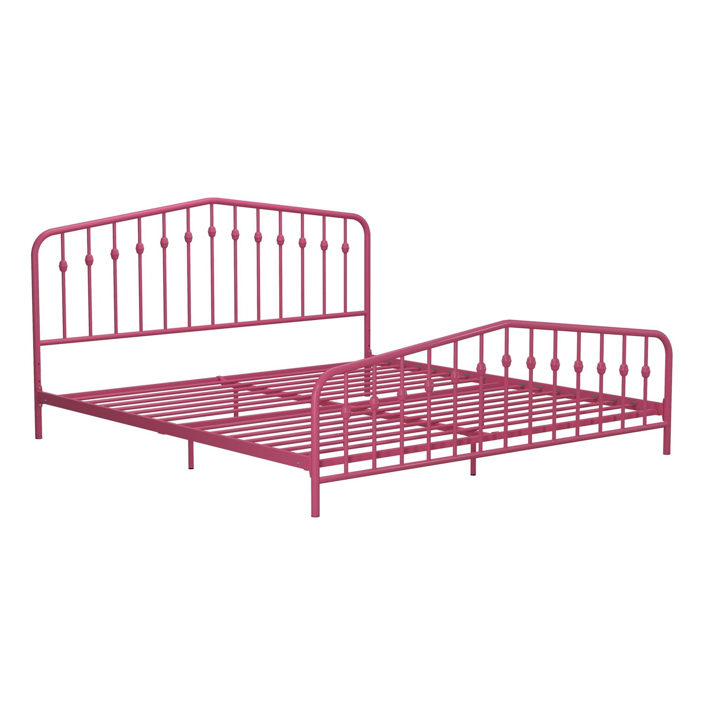 Novogratz Bushwick Metal Platform Bed Frame with Headboard, King, Hot Pink