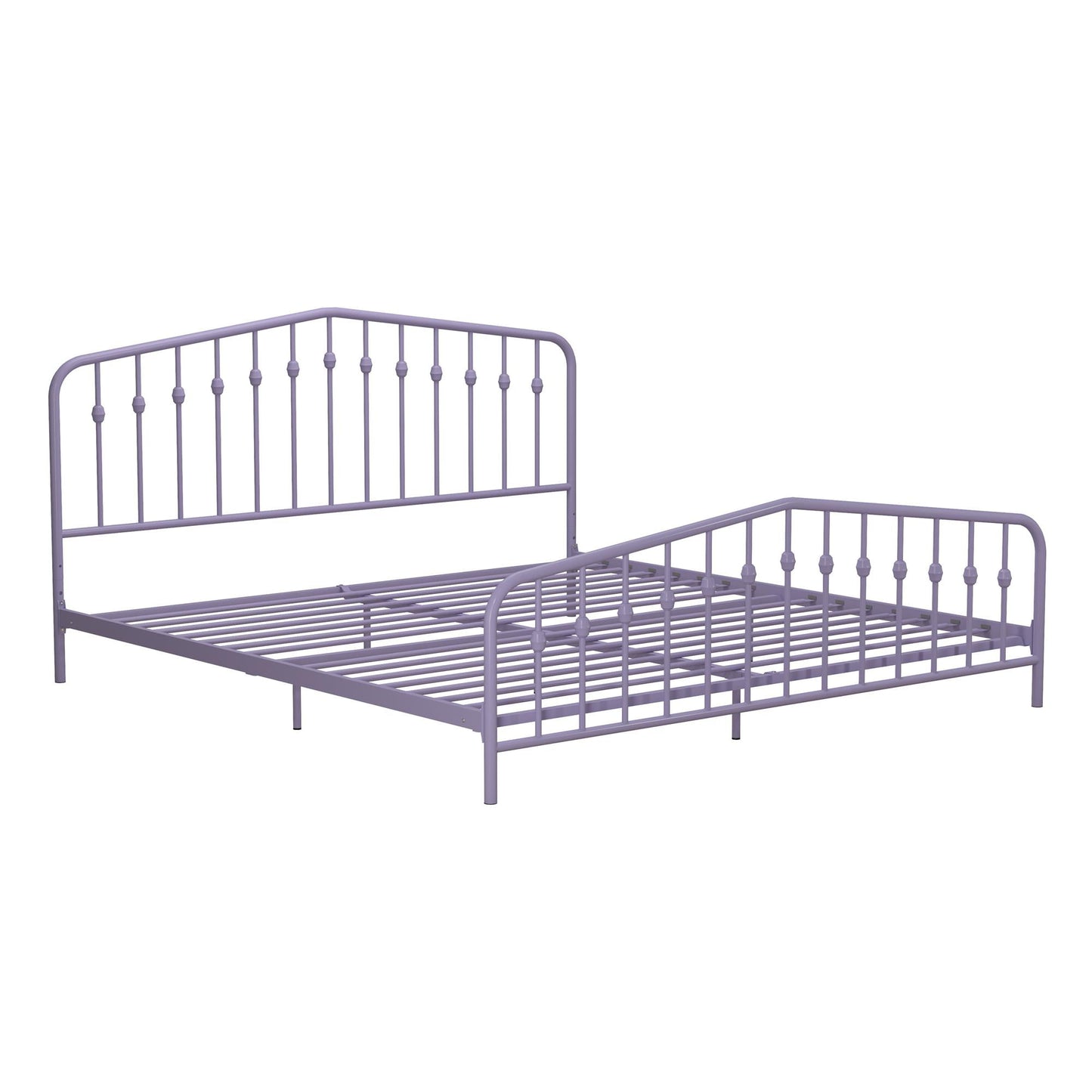 Novogratz Bushwick Metal Platform Bed Frame with Headboard, King, Lavender