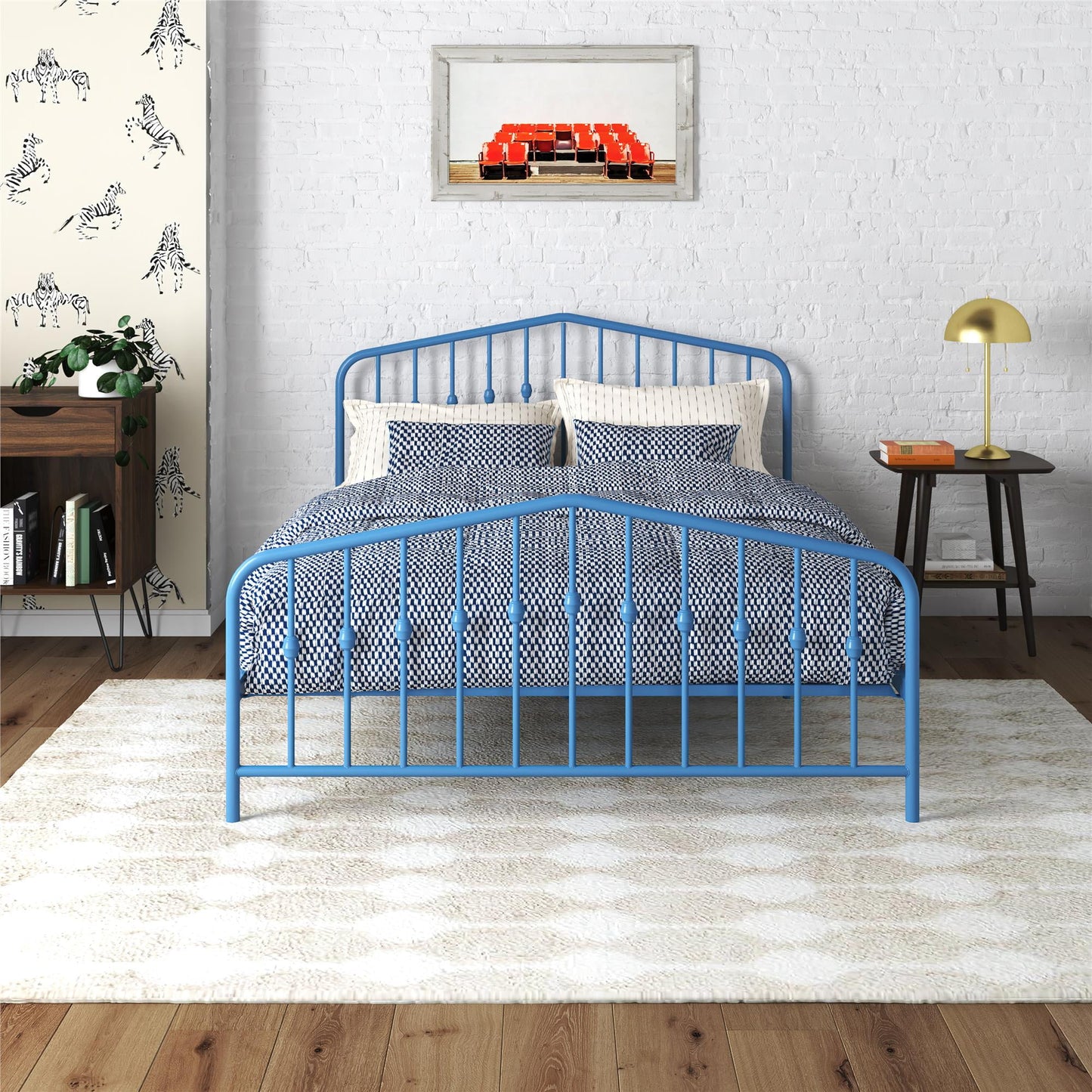 Novogratz Bushwick Metal Bed, Full, Sea Blue