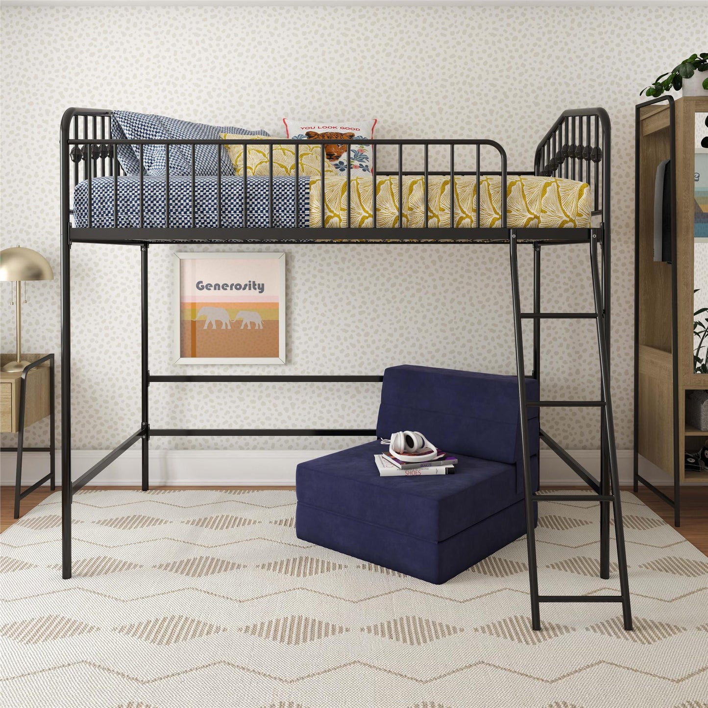 Novogratz Bushwick Metal Twin Loft Bed, Black
