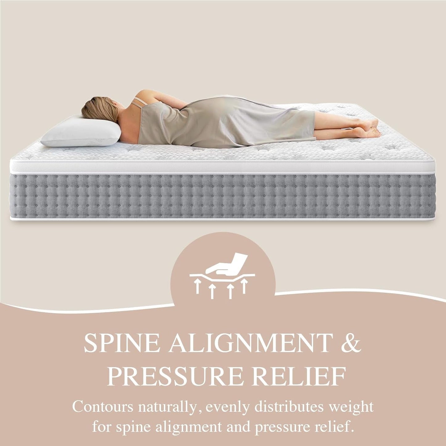Sleepmax King Mattress 12 Inch - Hotel-Collection Hybrid Mattress Pain Relief - Deep Sleep Firm Mattress Extra Lumbar Support - Motion-Isolation Bed in a Box, CertiPUR-US Certified, 365-Night Trial