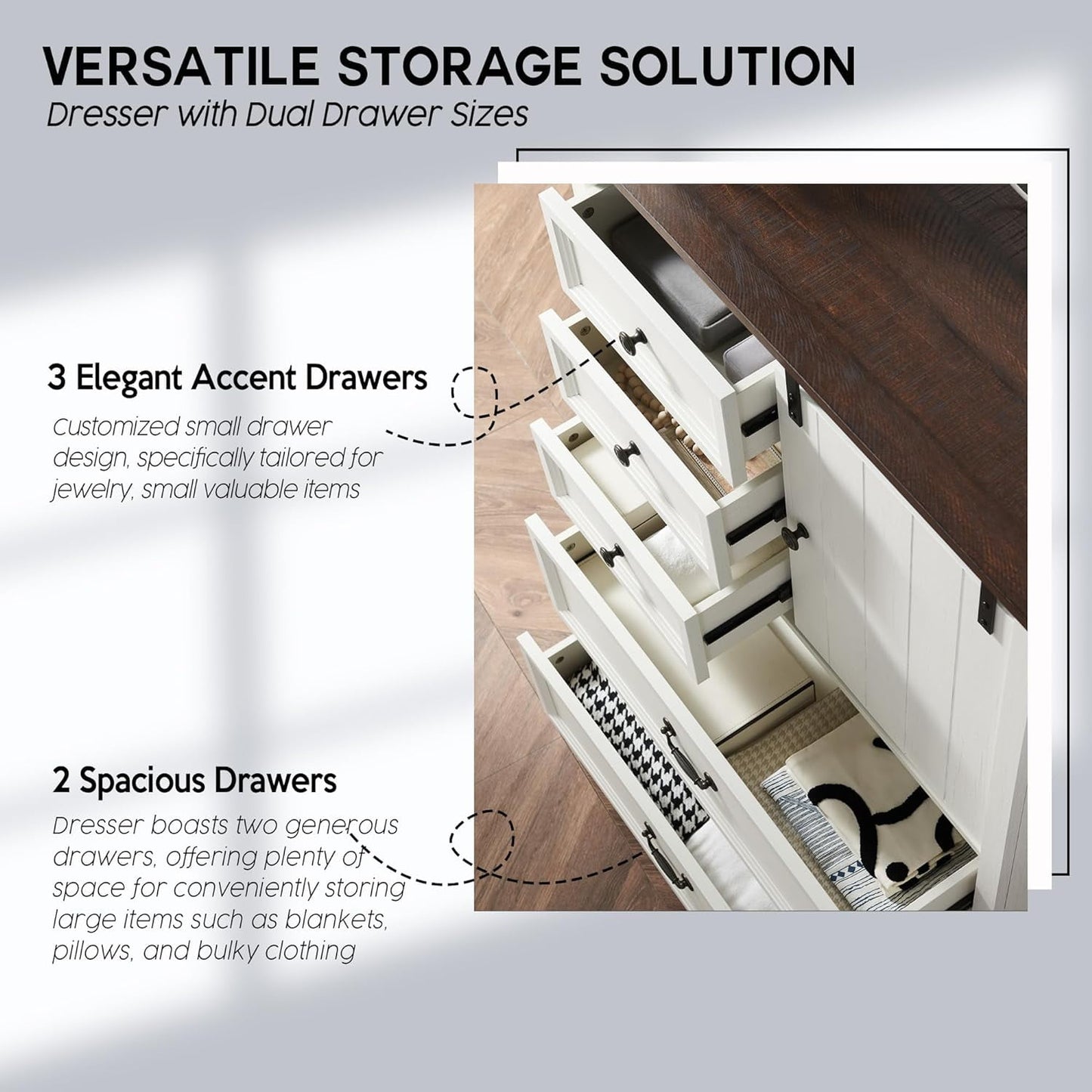 SinCiDo Dresser for Bedroom, 47in Tall Chest of Drawers for Bedroom Fabric Dressers with 6 Drawers and Antique Handles for Living Room