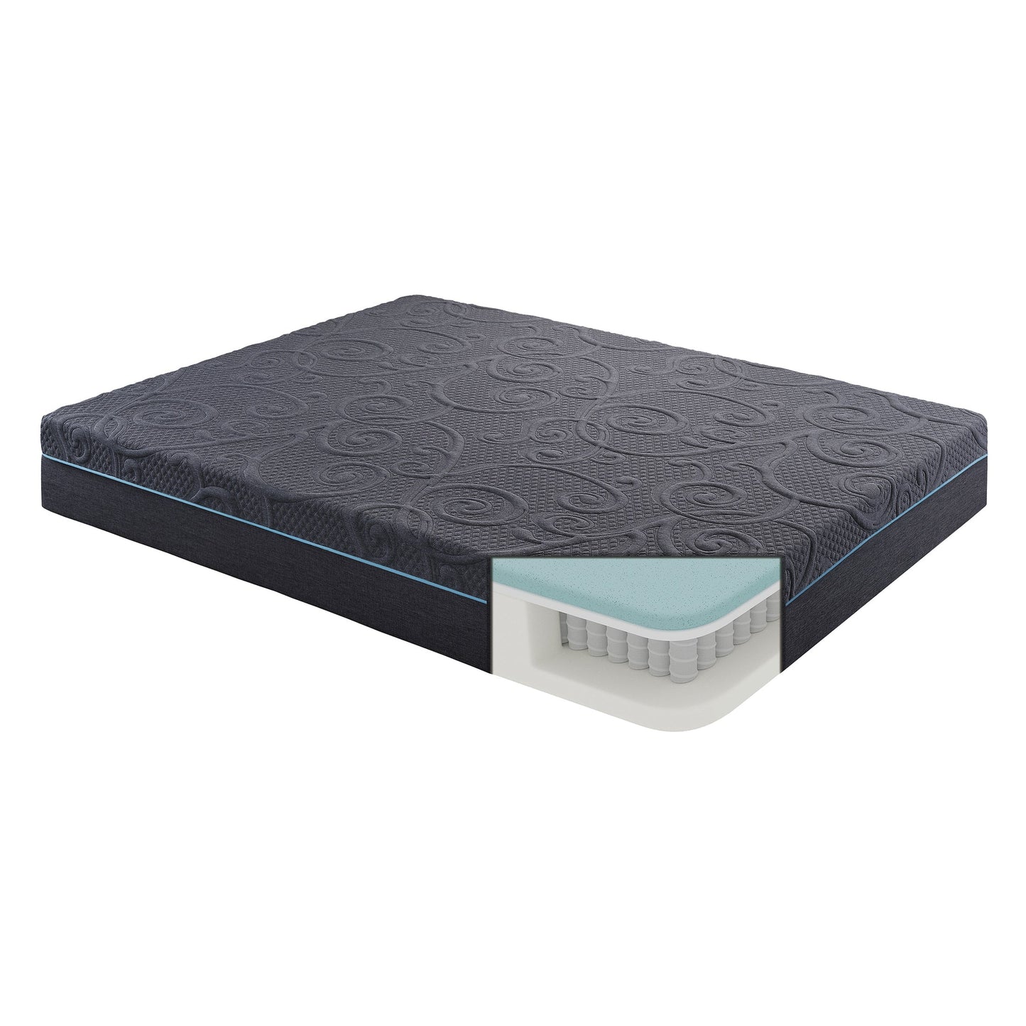 OakvillePark Squantum 11-Inch Gel-Infused Memory Foam Hybrid Mattress, Cal King